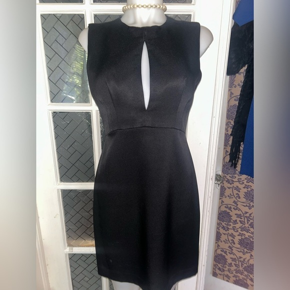 L'AGENCE Trapeze Black Backless A Line Dress Low Cut Keyhole - Picture 15 of 15